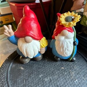 Charming Red and Blue Gnome Figurines set of 2
